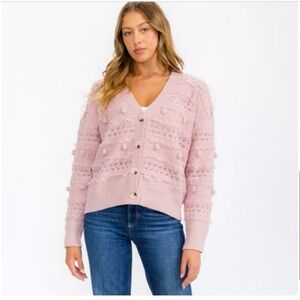 NWT ENTRO Cardigan Sweater Pink Sz Large